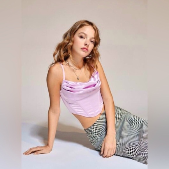 SALE ‼️🩷 NWOT URBAN OUTFITTERS UO Corset Top | Satin Corset | Lilac | Medium - Picture 7 of 8